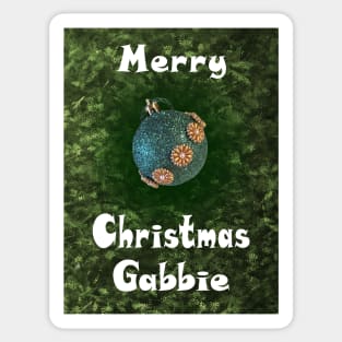 Merry Christmas Gabbie - Green Glitter Ball Ornament with Beaded Flowers :) Sticker